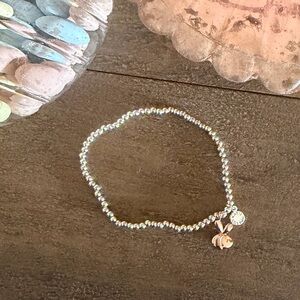 Silver Beaded Bracelet with Bee Charm